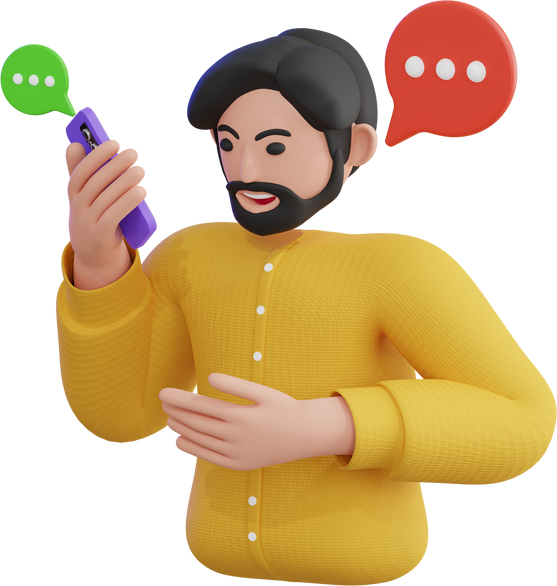 character talking on the phone 3d character